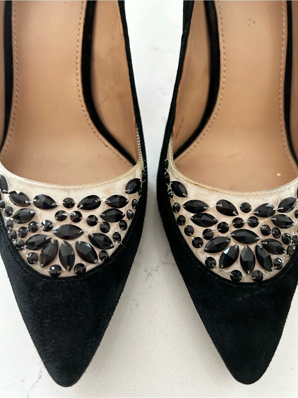 Tory Burch Delphine jeweled heel black size 9